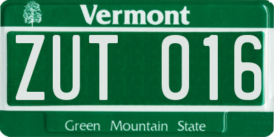 VT license plate ZUT016