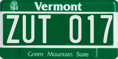 VT license plate ZUT017