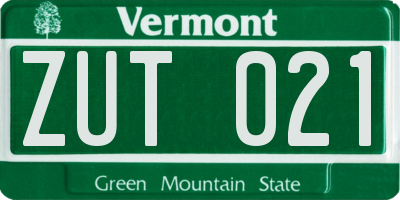 VT license plate ZUT021