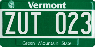 VT license plate ZUT023