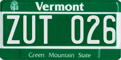 VT license plate ZUT026