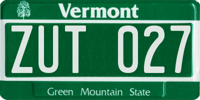 VT license plate ZUT027