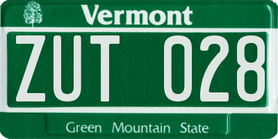 VT license plate ZUT028