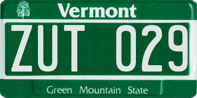 VT license plate ZUT029