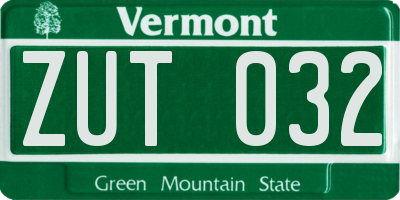 VT license plate ZUT032