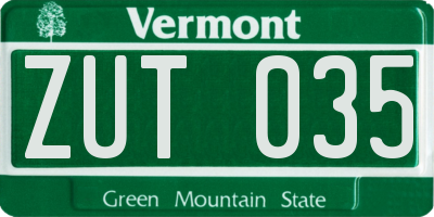 VT license plate ZUT035