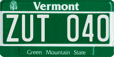 VT license plate ZUT040