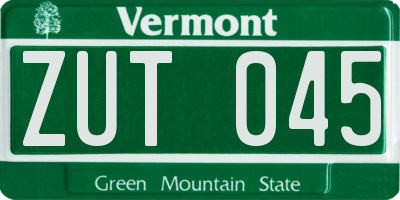 VT license plate ZUT045