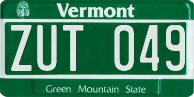 VT license plate ZUT049