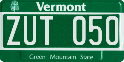 VT license plate ZUT050