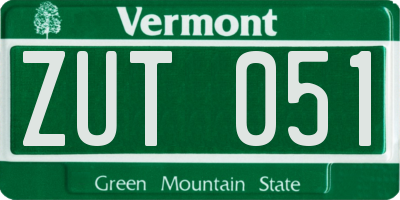 VT license plate ZUT051