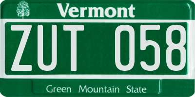 VT license plate ZUT058