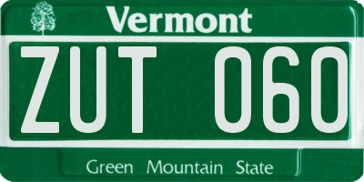 VT license plate ZUT060