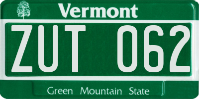 VT license plate ZUT062