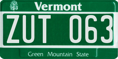 VT license plate ZUT063