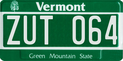 VT license plate ZUT064