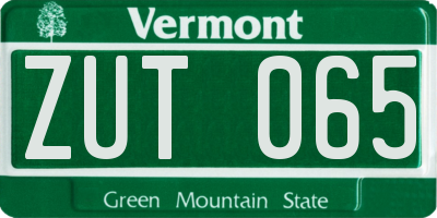 VT license plate ZUT065