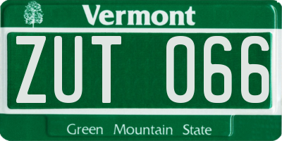 VT license plate ZUT066