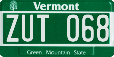 VT license plate ZUT068