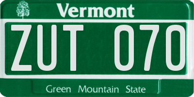 VT license plate ZUT070