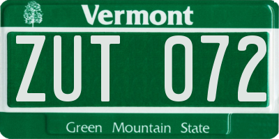 VT license plate ZUT072