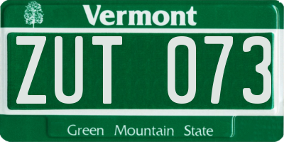 VT license plate ZUT073