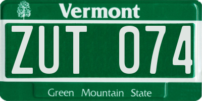 VT license plate ZUT074