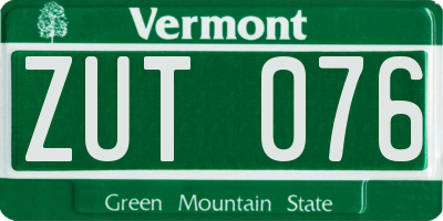 VT license plate ZUT076