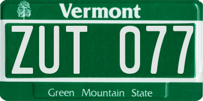VT license plate ZUT077