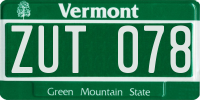 VT license plate ZUT078