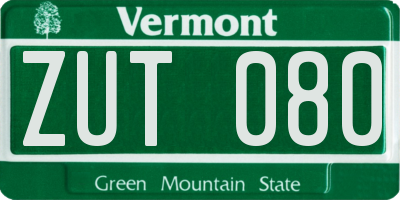 VT license plate ZUT080