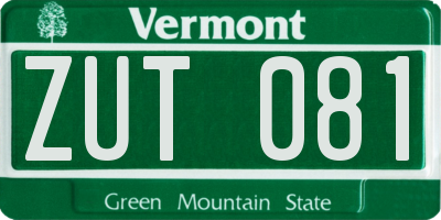 VT license plate ZUT081