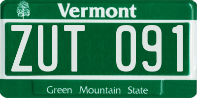 VT license plate ZUT091