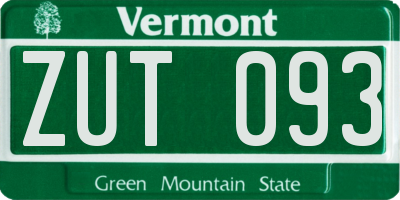 VT license plate ZUT093