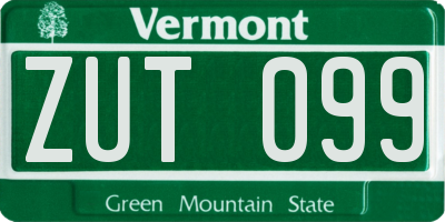 VT license plate ZUT099