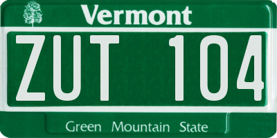 VT license plate ZUT104