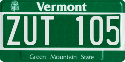 VT license plate ZUT105