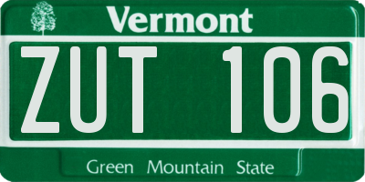 VT license plate ZUT106