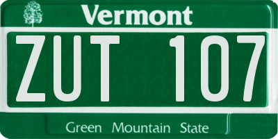 VT license plate ZUT107