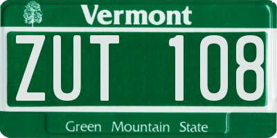 VT license plate ZUT108
