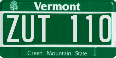 VT license plate ZUT110