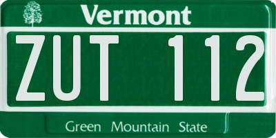 VT license plate ZUT112