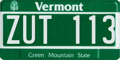 VT license plate ZUT113