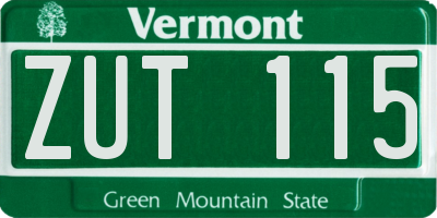 VT license plate ZUT115