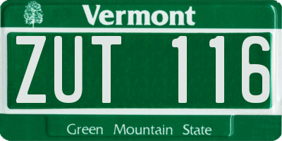 VT license plate ZUT116
