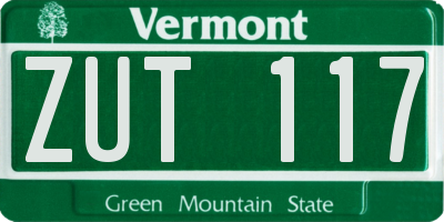 VT license plate ZUT117