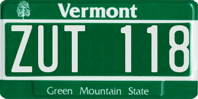 VT license plate ZUT118