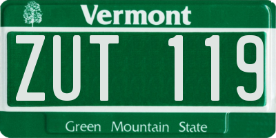 VT license plate ZUT119