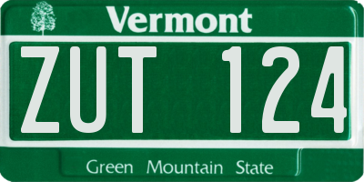 VT license plate ZUT124