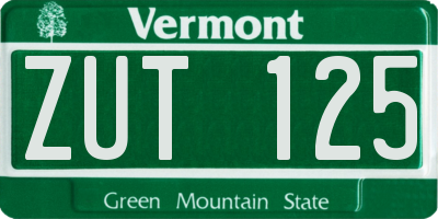 VT license plate ZUT125